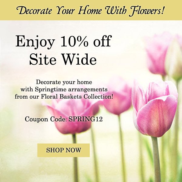 What_A_Bloom's tweet photo. Decorate your home with #flowers and save 10% off site wide. #FloralBaskets #Promo https://t.co/X7BljMG74c https://t.co/Dzodv51Dq1