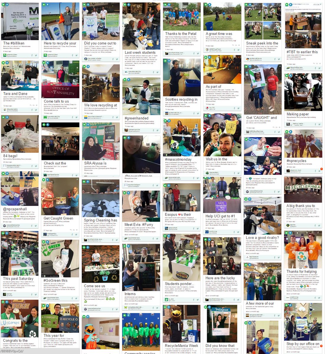 RecycleManiacs's tweet photo. Kudos to all #recycling leaders who made #RecycleMania2016 a success &amp; boosted recycling on hundreds of campuses! https://t.co/cUsyYC4HYx