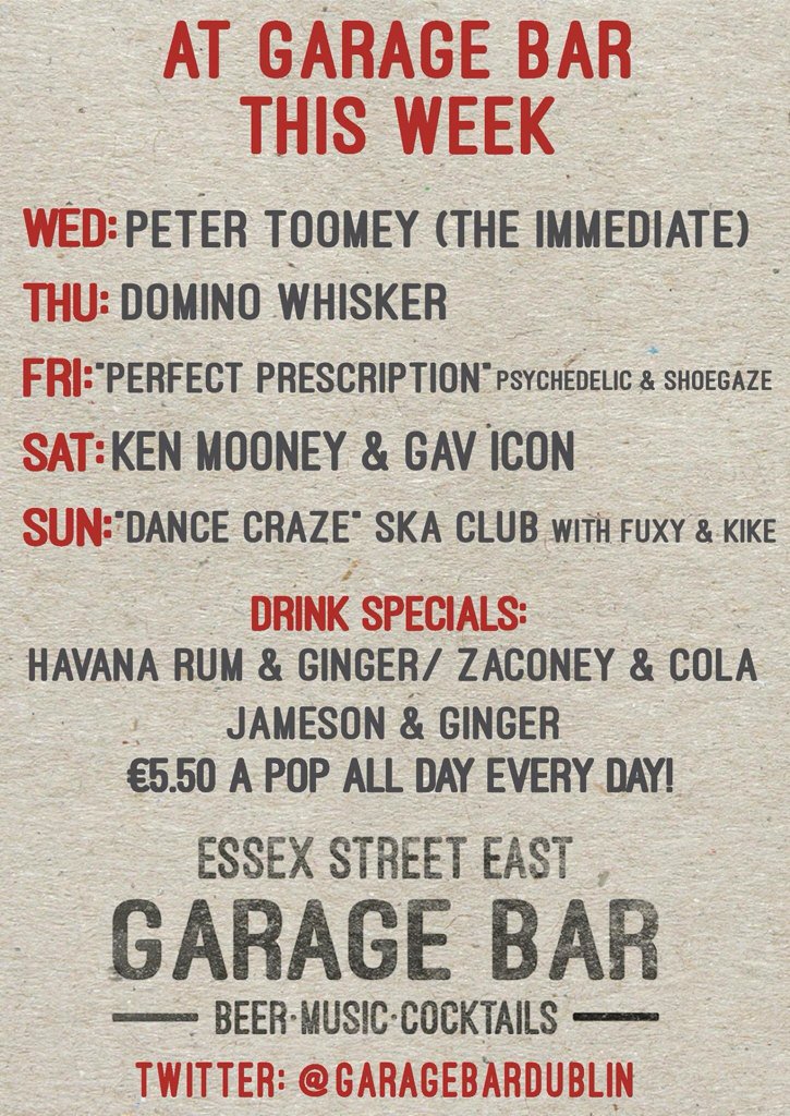 garagebardublin's tweet photo. Tunes! @DreamySumertime @Ken_Mooney7 @Gav_Icon #perfectprescription https://t.co/D8kR1c0C6q