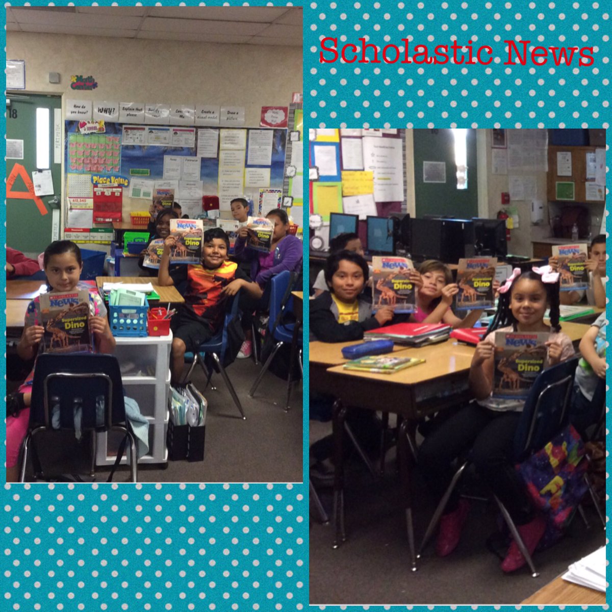 benosak's tweet photo. Using non-fiction text in the classroom! Thank you #donorschoose #scholastic news #rleleopards https://t.co/vq3FGcQKbs