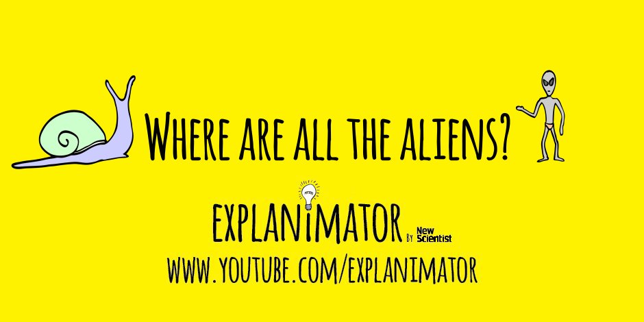 newscientist's tweet photo. Video: We probably aren't alone in the universe, so where are all the aliens? https://t.co/CyeojKt6VV #Explanimator https://t.co/9jmyzr42bx