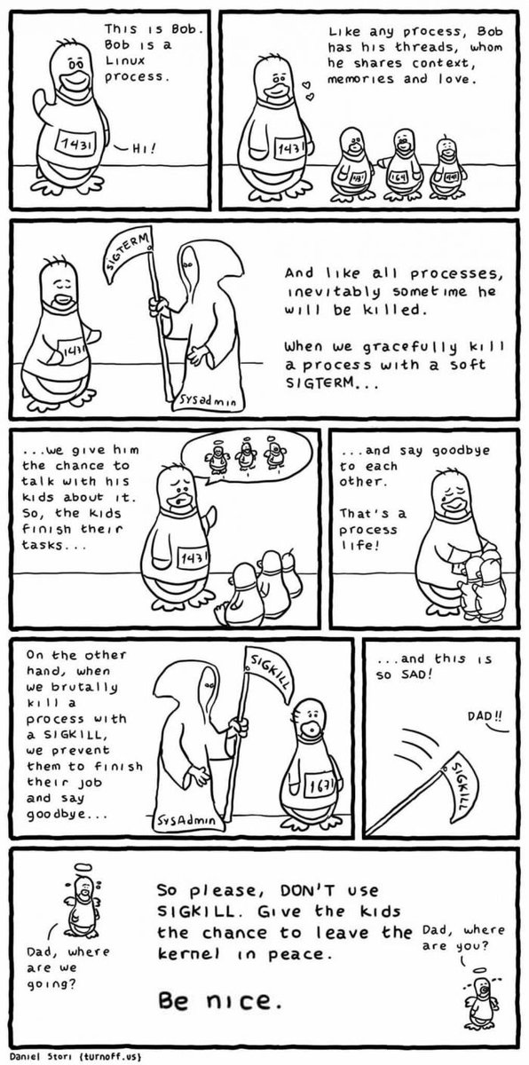 CommanderHam's tweet image. Be nice with Linux processes #sigkill cc @9gag