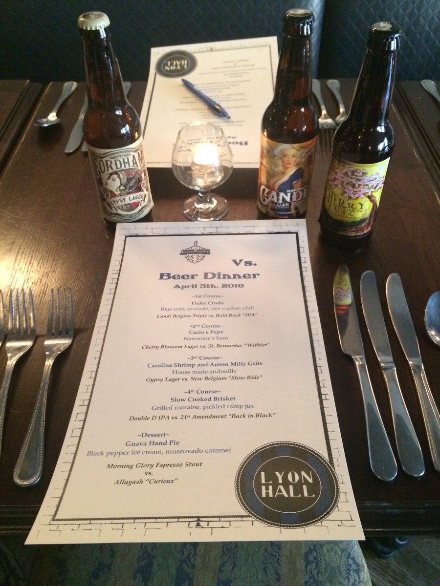 FoDoSiobhan's tweet photo. Check out the deliciousness that is about to happen at the @LyonHall #beerdinner @FoDoBrewing @FoDoCasey https://t.co/NKTo2mx0p6