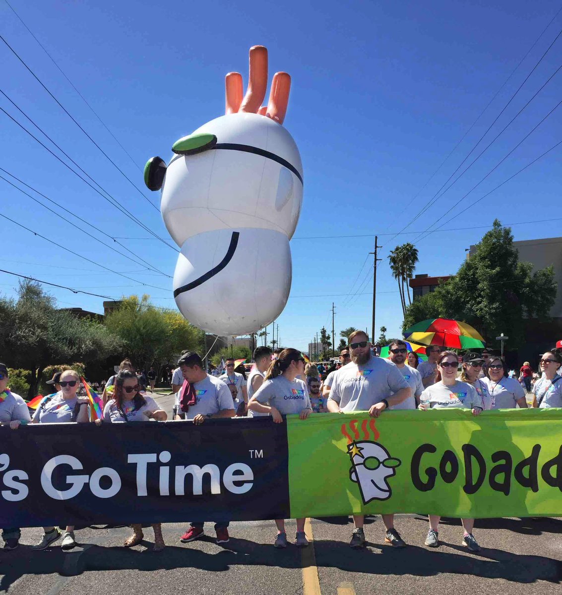 Gloso_tweet's tweet photo. Check out these pride-tastic #United t-shirts we designed for #GoDaddy! #PhoenixParade #PrideParade #BeBrave #Pride https://t.co/3aySVqPyeZ