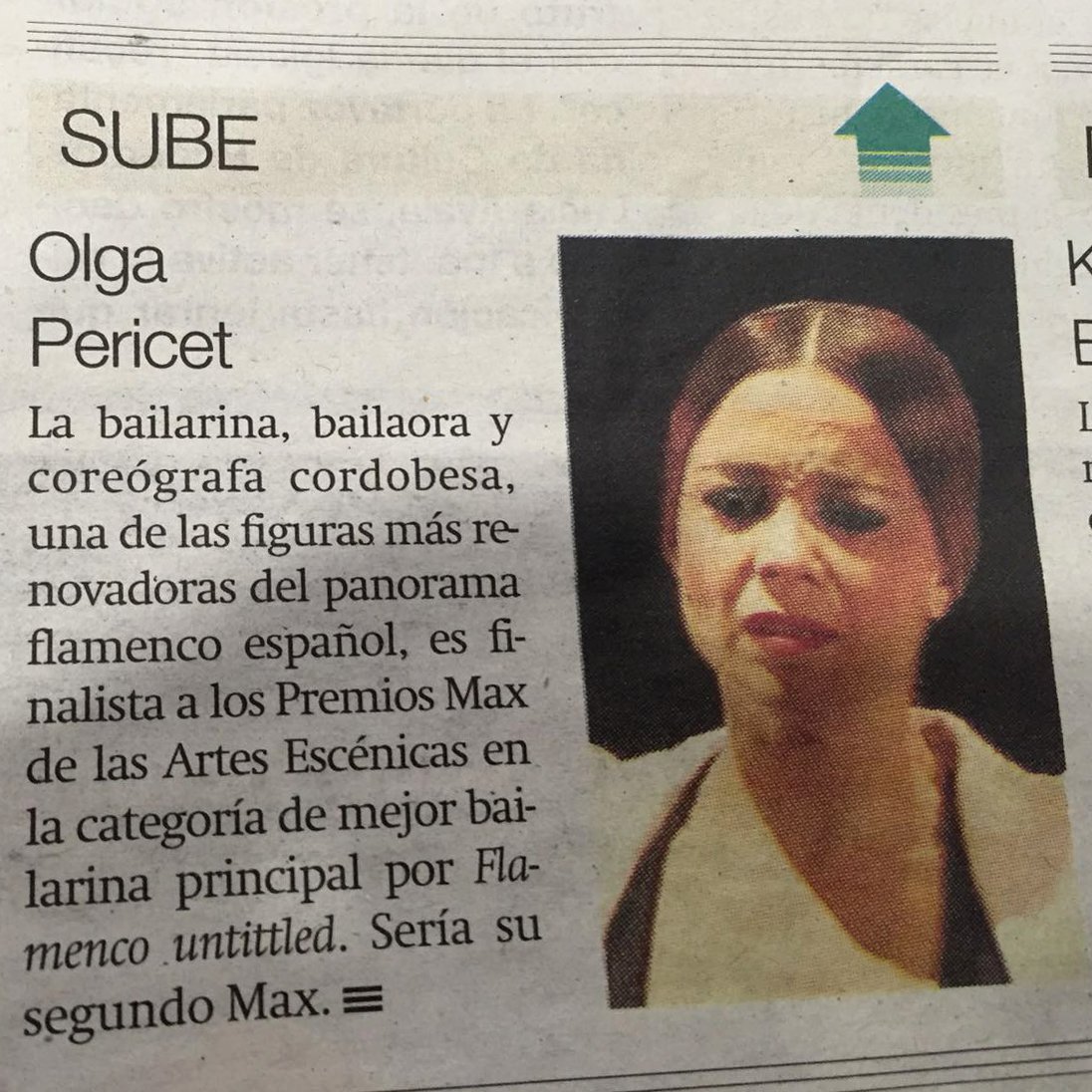 OlgaPericet's tweet photo. #Prensa #OlgaPericet
Finalista de los #premios MAX
a mejor intérprete femenina de danza,
con #Flamenco UNTITLED https://t.co/D9BrA1fmHF