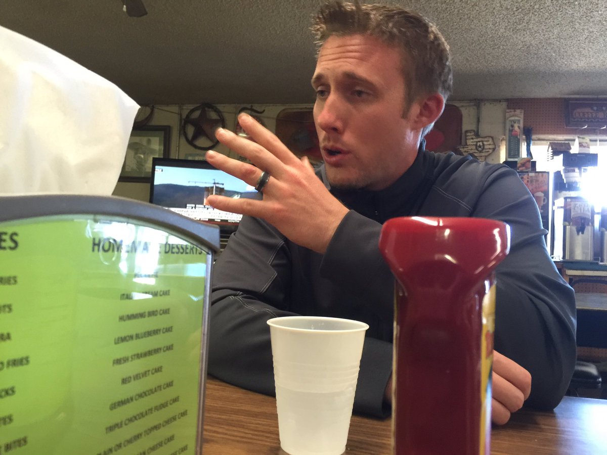 adam_ledyard's tweet photo. #CoachesLife | #WhyD3 -- youngest @NCAA head football coach @ETBUCoachW talking @ETBU_Football at lunch #Wisdom https://t.co/ygl44w6hWl