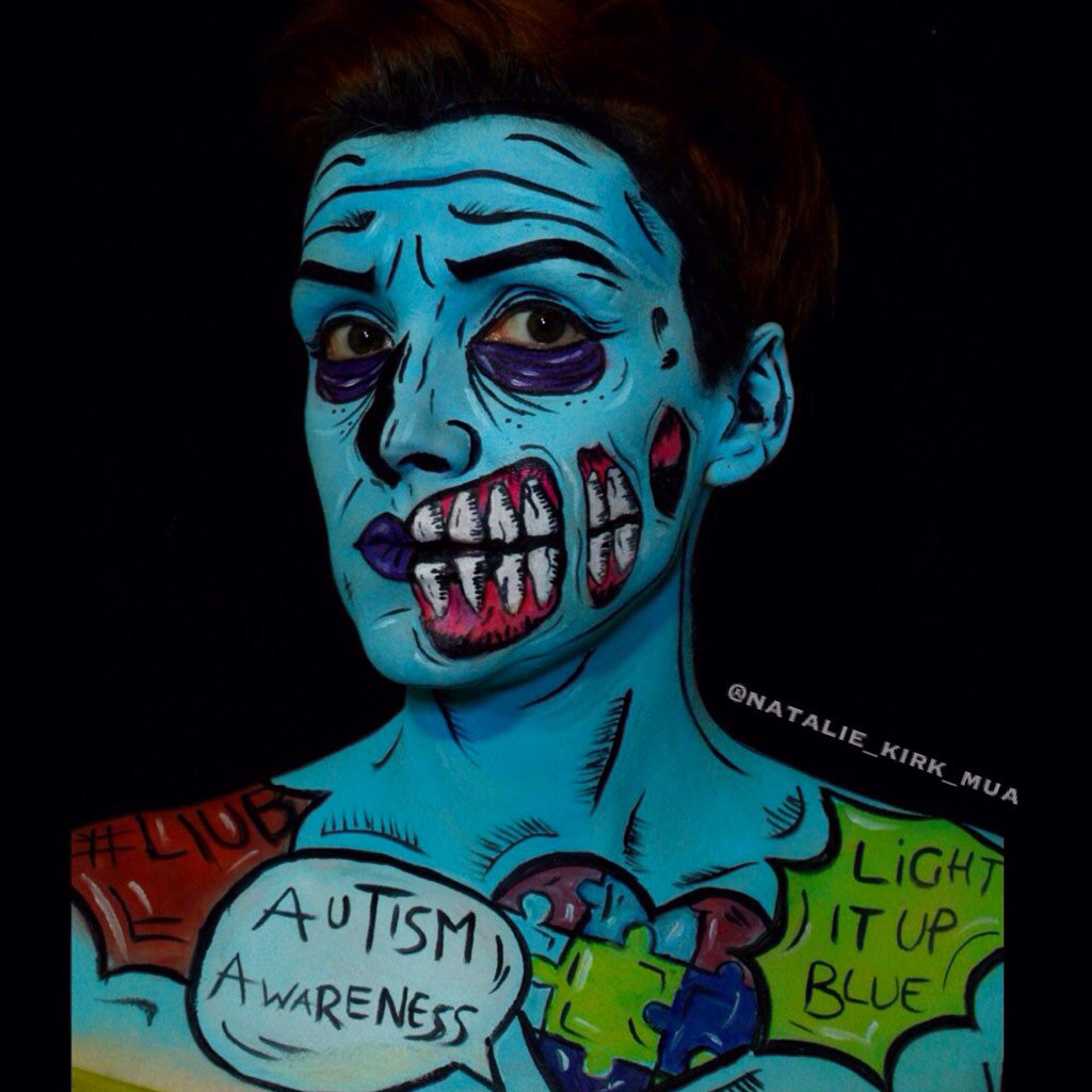 optical_d's tweet photo. Blue Popart Zombie has a new  look for #WorldAutismAwarenessDay 💙  #LIUB @autism_tweets https://t.co/JlLBIyEWtT