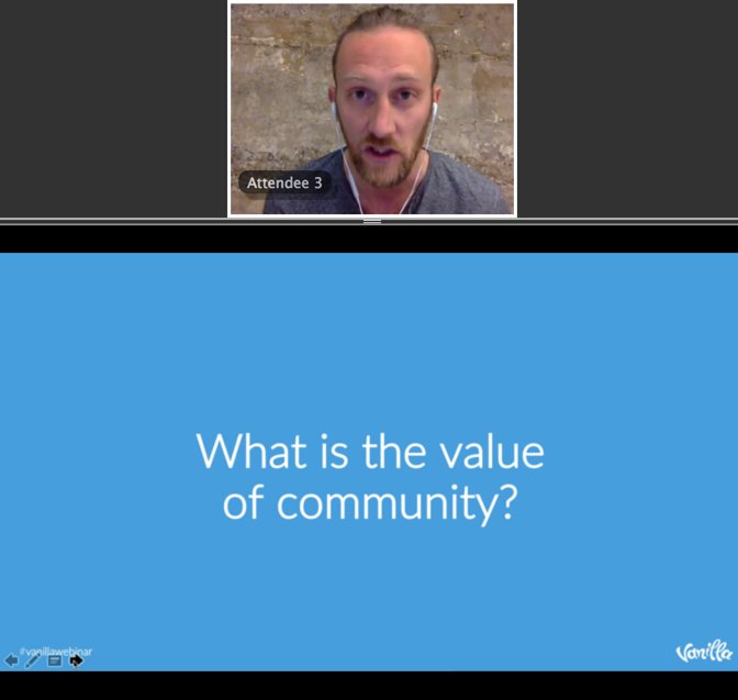 CMX's tweet image. Attendee 3 in the #VanillaWebinar. Attendee 1 in our hearts.

@DavidSpinks is about to dive into the #SPACEModel