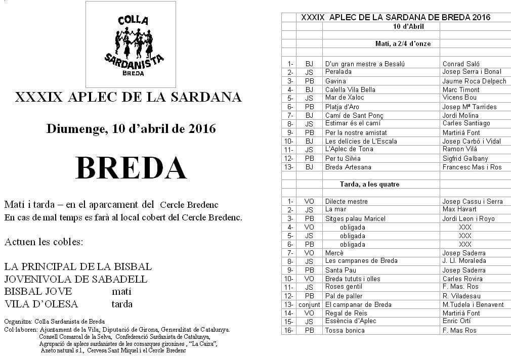 PrincipalBisbal's tweet photo. Diumenge ens trobareu a l'#Aplec de #Breda amb @CoblaBisbalJove #vilad'olesa i #jovenívolasabadell @conf_sardanista https://t.co/kKr8JXfvJm