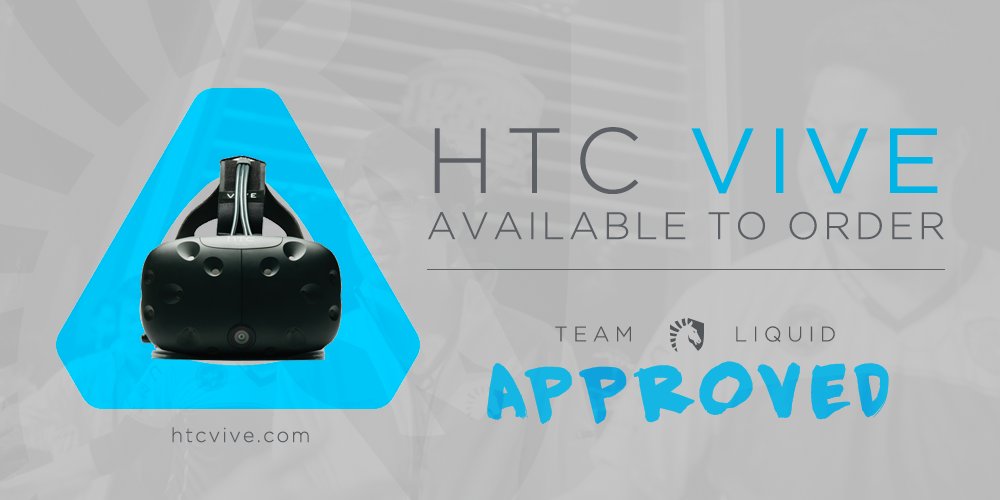 TeamLiquidLoL's tweet photo. Want to experience #ANewReality like @LiquidPiglett is tonight? Make sure to grab the new #TLApproved @htcvive! https://t.co/rdrmjxgaae