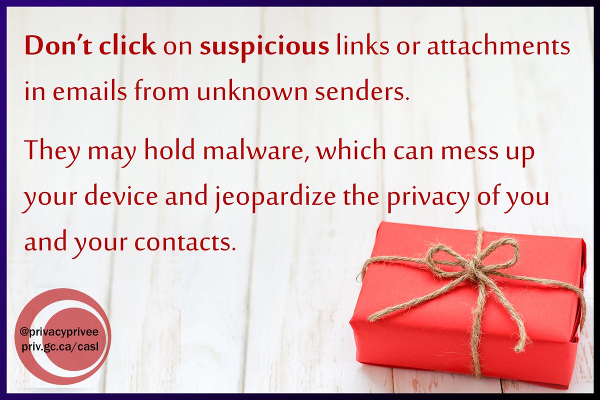 PrivacyPrivee's tweet photo. #TipTuesday: On your doorstep or in your inbox, as curious as you are to open it, resist the urge. #casl https://t.co/tP0jbYFtSG