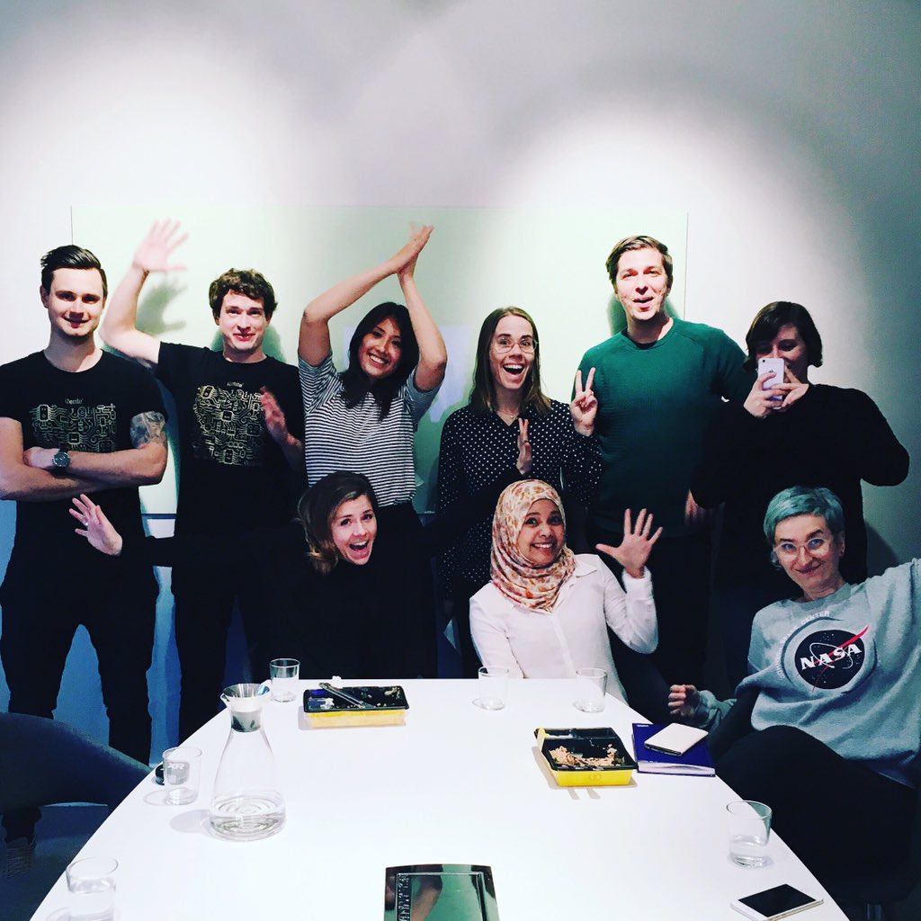 Teacher's meetup tonight. They are as excited as the participants! #sthlmtech #100 #100tjejerkodar