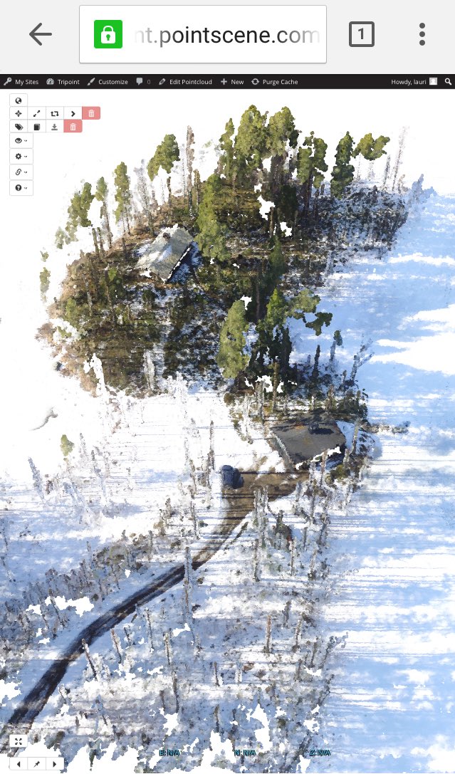 pointsceneCEO's tweet photo. Our #summercottage in 3d always available in my pocket @pointscenecom #winter3d #dronemapping #phantom3 @DJIGlobal https://t.co/gqfYojbNYU