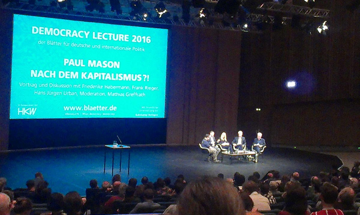 fernandoweiblen's tweet photo. Paul Mason - What comes After Capitalism? "Post-capitalism will be based on humans" #demolec16 https://t.co/Bp8RfL1TQd