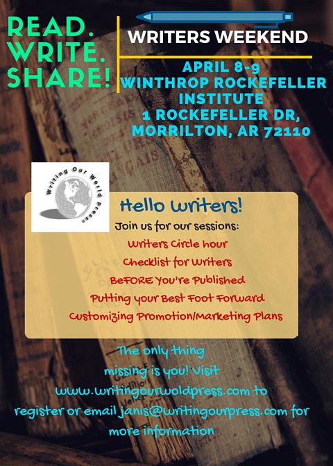 Kearney99496735's tweet photo. "Read. Write. Share!" will provide valuable tips with an amazing atmosphere! #ReadWriteShare #WritersWeekend https://t.co/HqzdEDA6X2