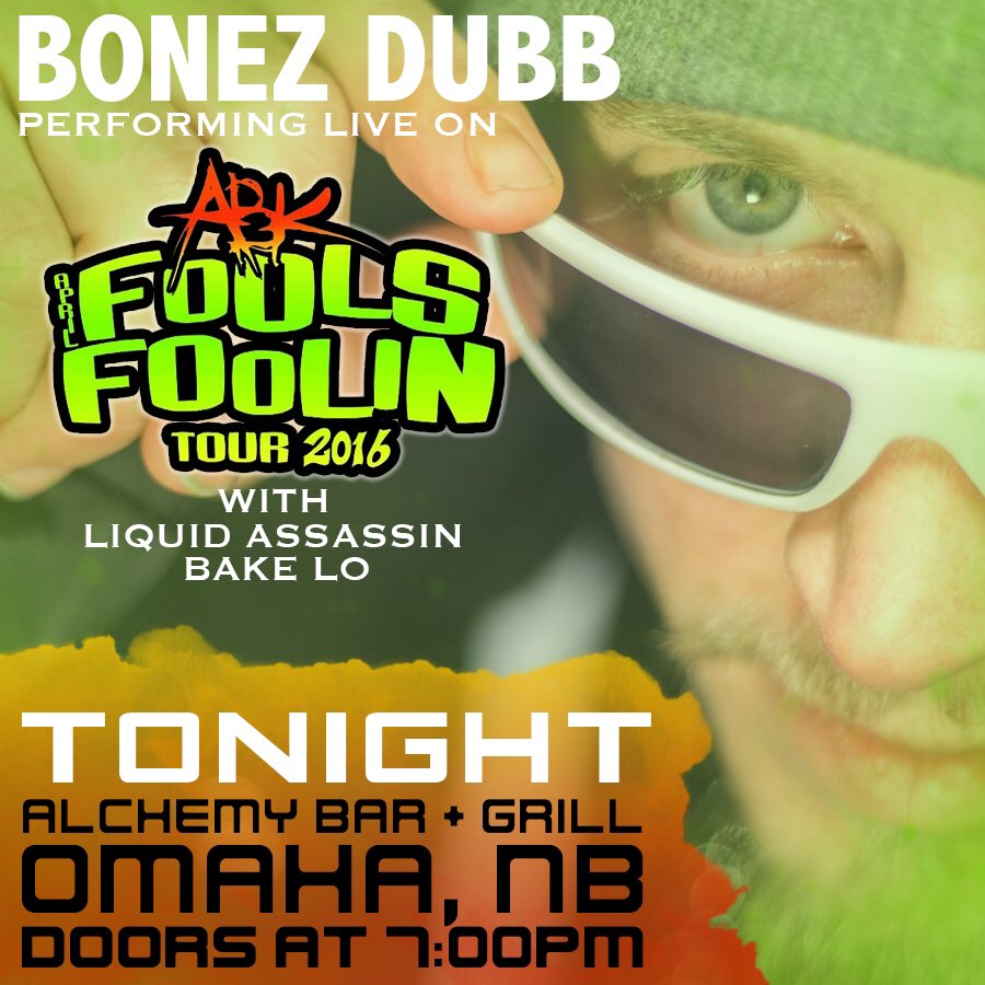 BonezAMB's tweet photo. Tonight! Omaha Nebraska! #Abk #BonezDubb #liquidassassin #bakelo #frodotheghost and more! https://t.co/ZLA0TlUYhY https://t.co/rhPiIJFWTc