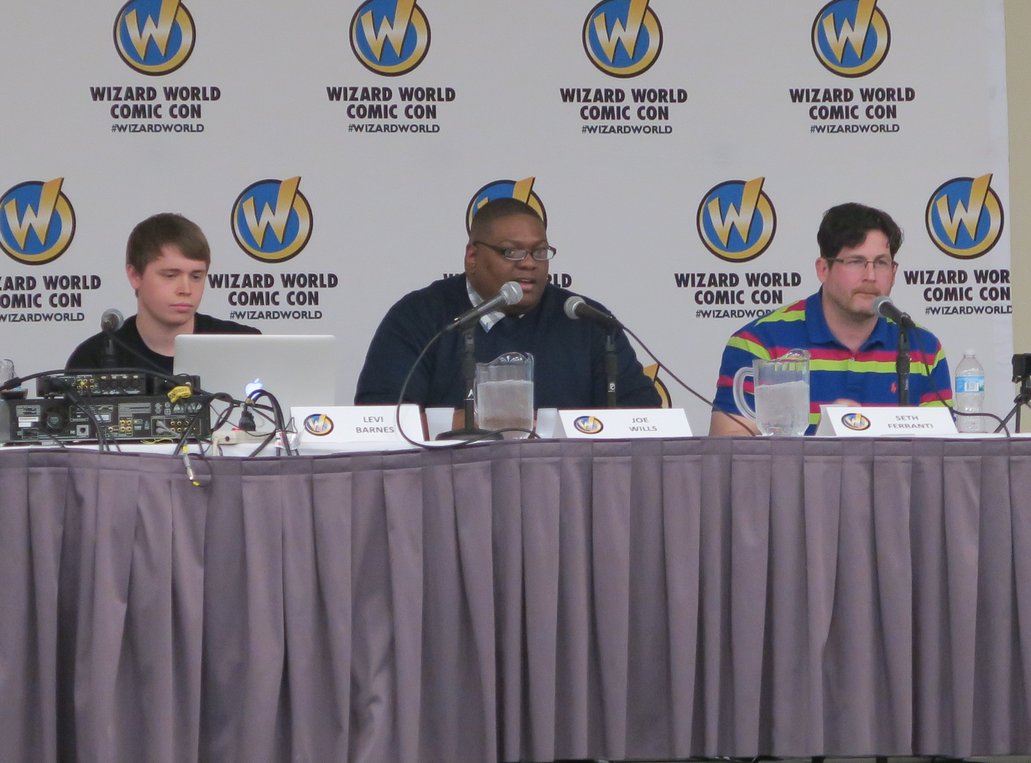 clipd's tweet photo. .@SethFerranti (far right) discussed his true crime comics &amp; films with @thegr1nd studios at #WizardWorld #StLouis https://t.co/g68TxPtIH3