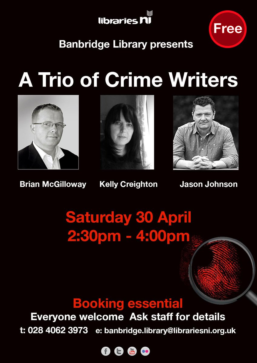 We're delighted to be hosting 4 wonderful authors this month. Please call us on 028406 23973 to book for the events.