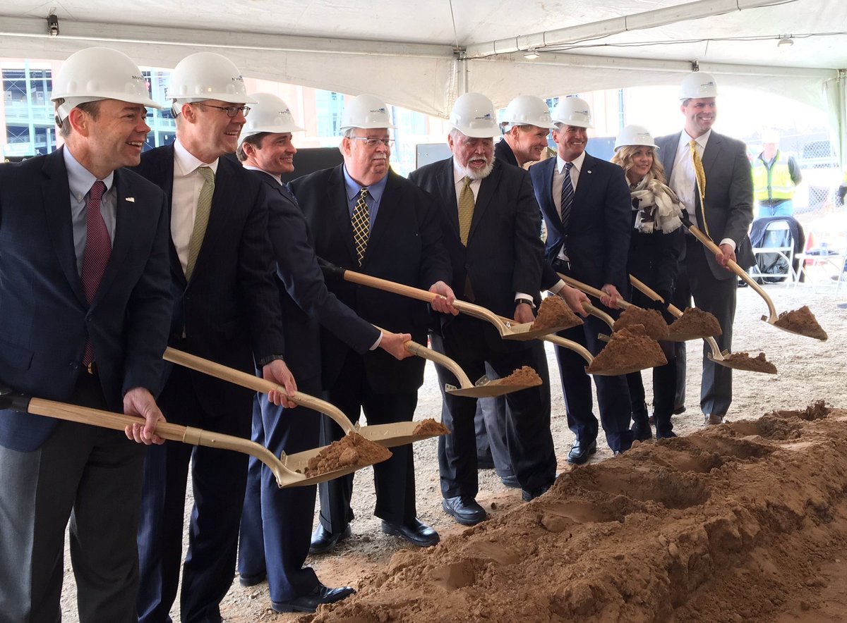 packers's tweet photo. #Packers President &amp; CEO Mark Murphy helps break ground for Lodge Kohler near @LambeauField! #TitletownDistrict https://t.co/oLl8CRcw5K