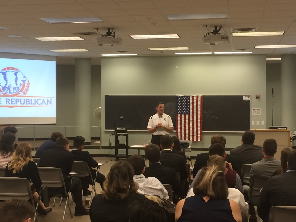 deary4msu's tweet photo. I had the pleasure of speaking with delegates to the @MichiganCRs and was impressed by our future GOP leaders. https://t.co/MEs33HV0Oa