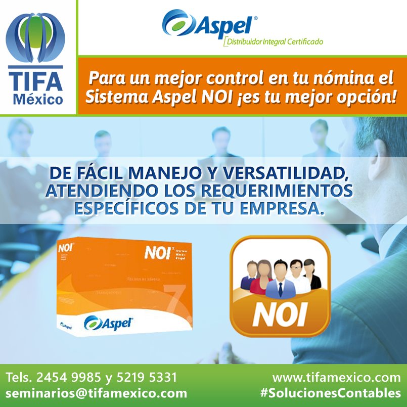 TIFA_MX's tweet photo. ¡Para un mejor control de tu nómina! info: https://t.co/16fwXGzTnG #Facturas #TIFAMx #AspelNOI https://t.co/YHkvAwkLly