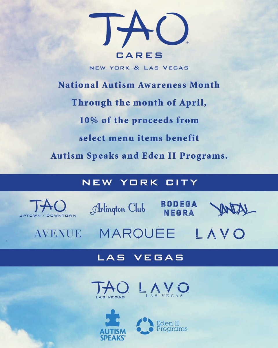 TAO Group (@taogroup) on Twitter photo April is Autism Awareness Month @ TAO Group benefiting <a href="/autismspeaks/">autism speaks</a> <a href="/Eden_Two/">Eden II Programs</a>! April is Autism Awareness Month @ TAO Group benefiting <a href="/autismspeaks/">autism speaks</a> <a href="/Eden_Two/">Eden II Programs</a>!