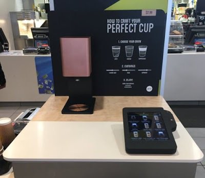 Joe_McDonald's tweet photo. McDonald's testing self-serve McCafe coffee ​kiosk in Chicago. https://t.co/vuKZdsrxyU https://t.co/v2yyyelopX