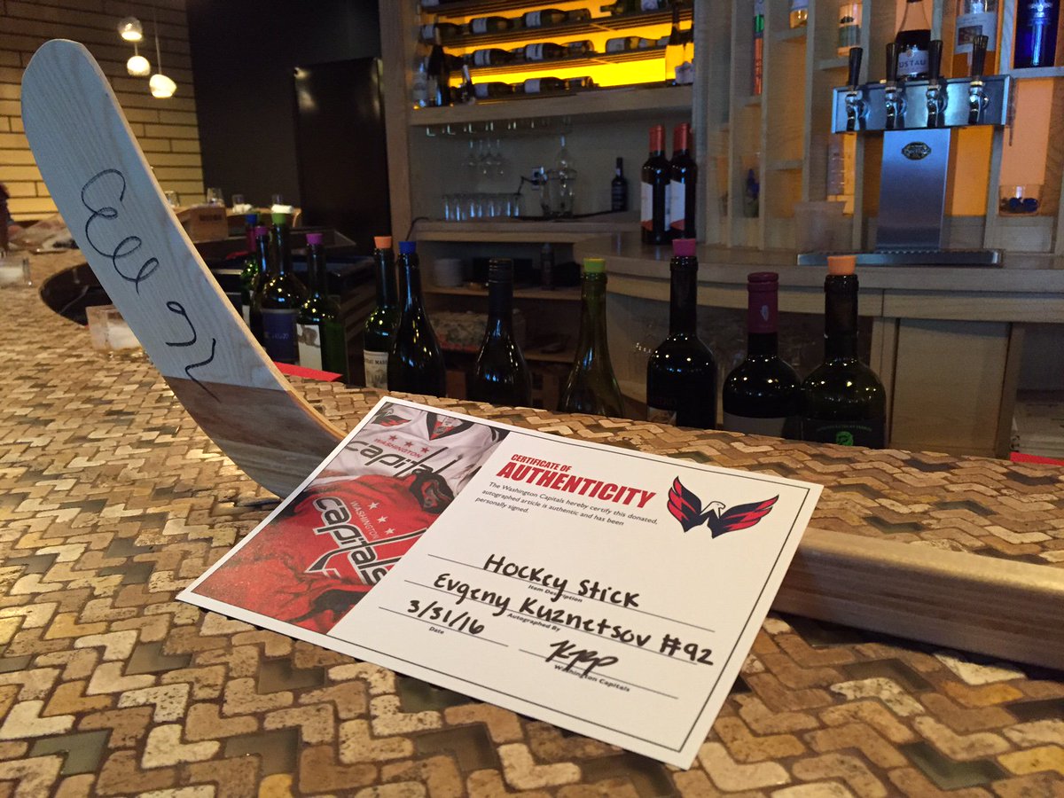 FlightWineBarDC's tweet photo. @washcaps @WaltonCaps broadcasting now! Follow us &amp; retweet for a chance to win this hockey stick signed by @Kuzya92 https://t.co/uO010bMlkB
