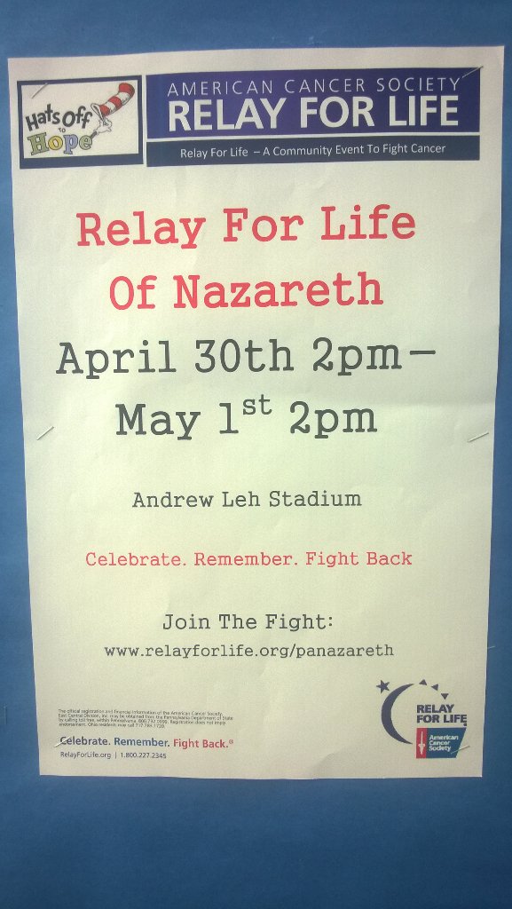NASD712Director's tweet photo. Relay for Life. April 30- May 1. Join the fight! https://t.co/HwEfTDP2tf
