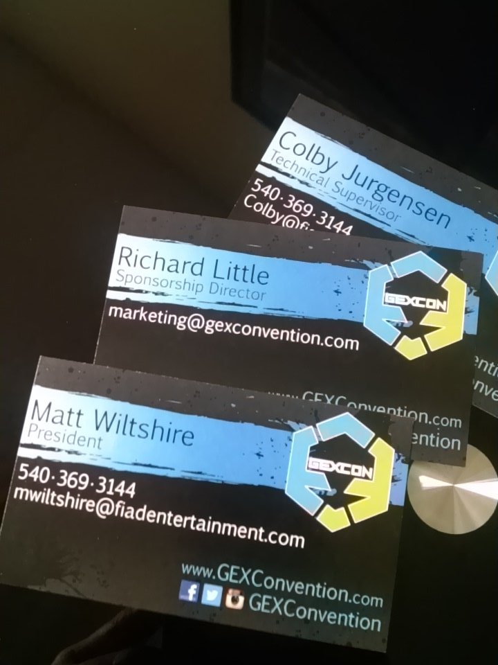 A_JStudios's tweet photo. Thanks to @PureGraphixInc we just got business cards in for #gexcon https://t.co/QiMzwbRQO2