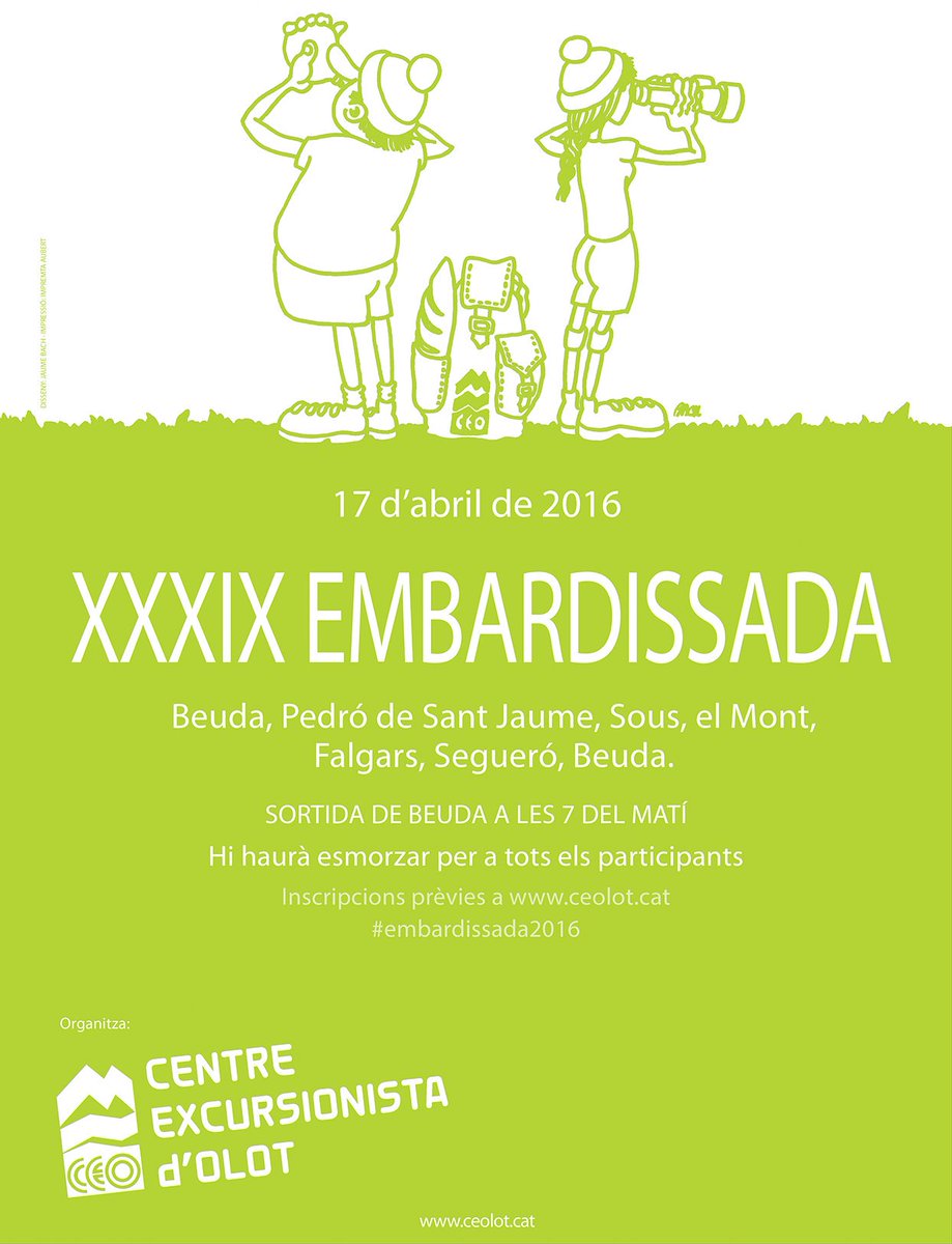 ceolot's tweet photo. Ja la tenim aquí! La 39a amb 20km i el gran cim de l'Alta Garrotxa com a objectiu: el Mont! #Embardissada2016 https://t.co/YoC8D1iWJp