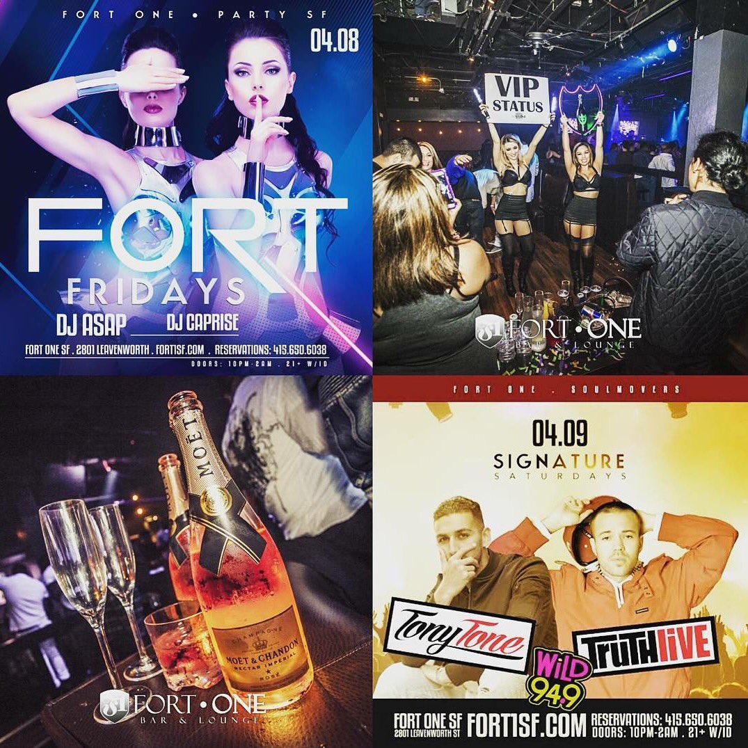 FortOneSF's tweet photo. Get on our FRI or SAT guest list and get ready to #PopBottles this weekend! RSVP at https://t.co/Tqotu1gMsX #bayarea https://t.co/nsFzIfli0o