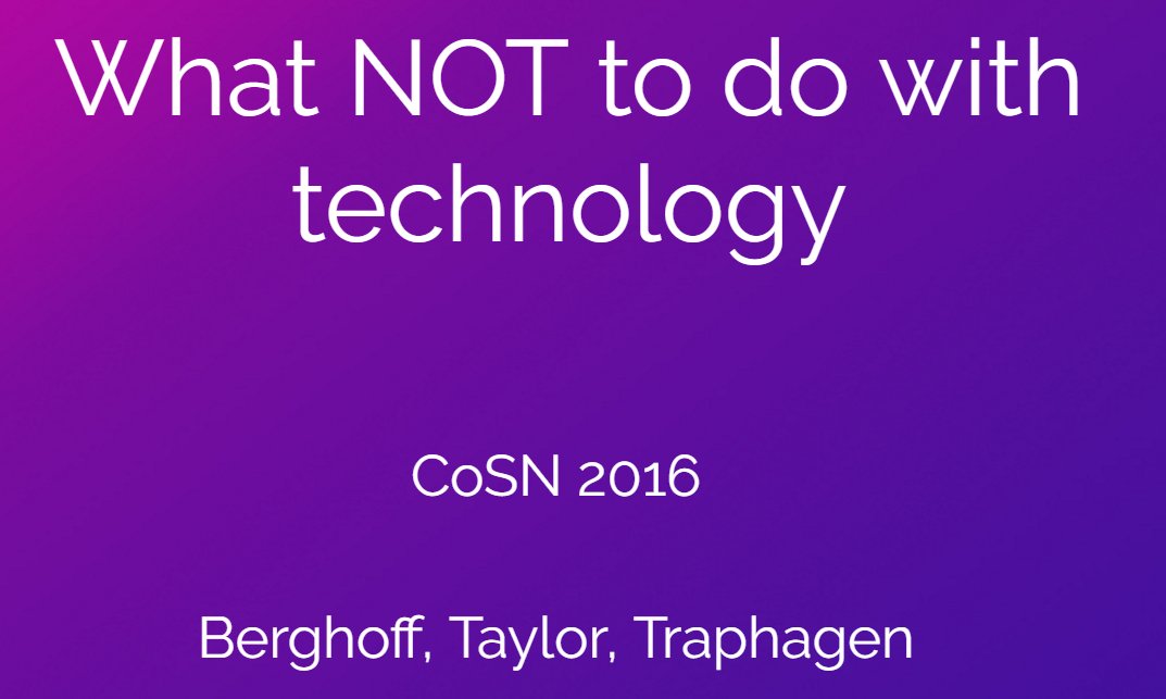 LisaBerghoff's tweet photo. Thanks to everyone who joined us today! What NOT to do with technology! Link: https://t.co/q9Ck0LLKuS  #CoSN16 https://t.co/za3pscVLlG