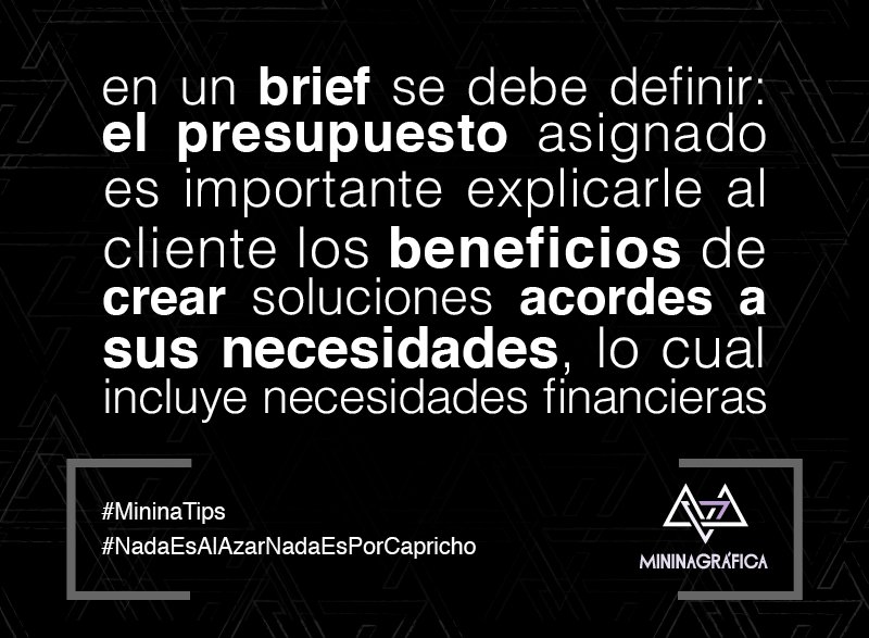 MininaGrafica's tweet image. tener claro el #presupuesto, aunque sea algo aproximado #brief #mininatips