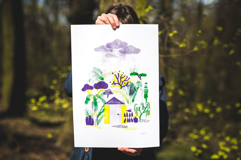 EgresMagazin's tweet photo. Grafika od Alice Raticovej s témou Hrušovských viníc pre Čierne diery #risograph #illustrationalicaraticova https://t.co/TiEmV1SHhf