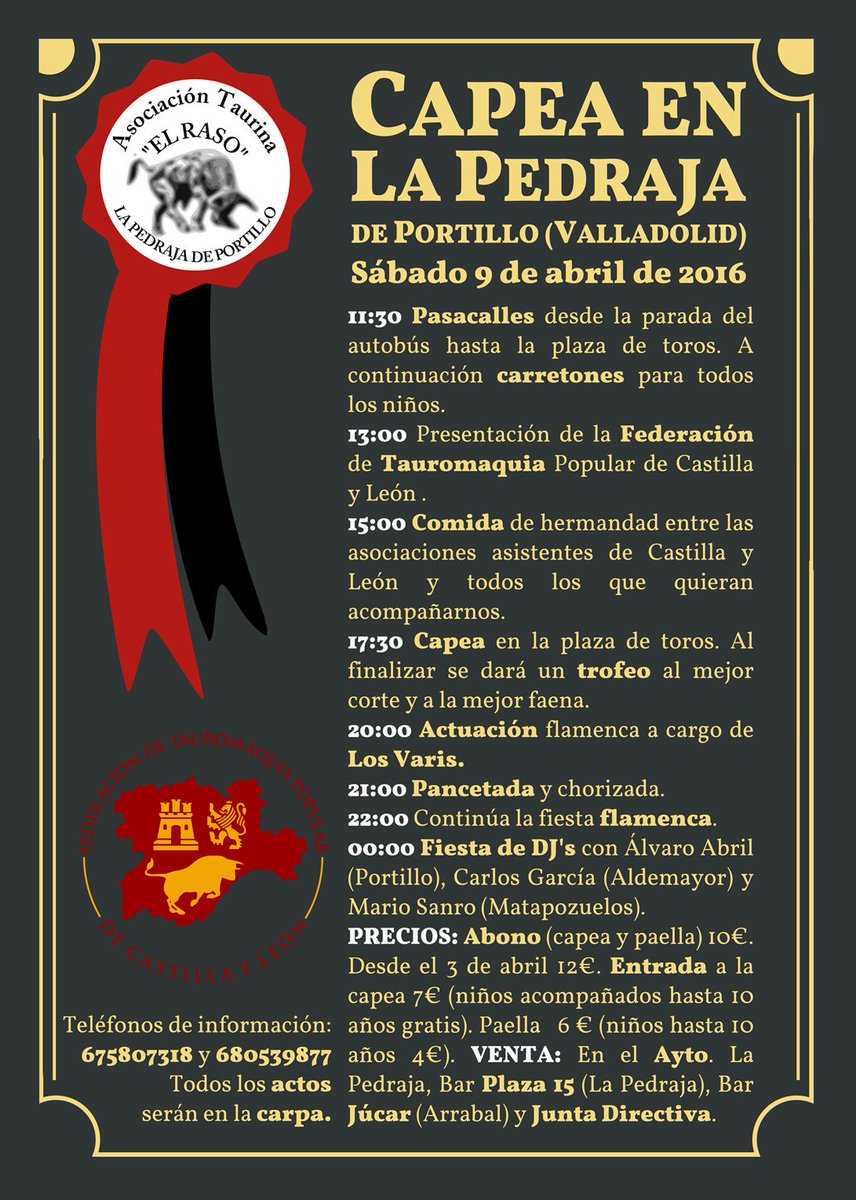 castillataurina's tweet photo. Este sábado fecha importante para los taurinos.se presenta la federación de tauromaquia de CyL.con posterior capea https://t.co/ZQurC3w71a