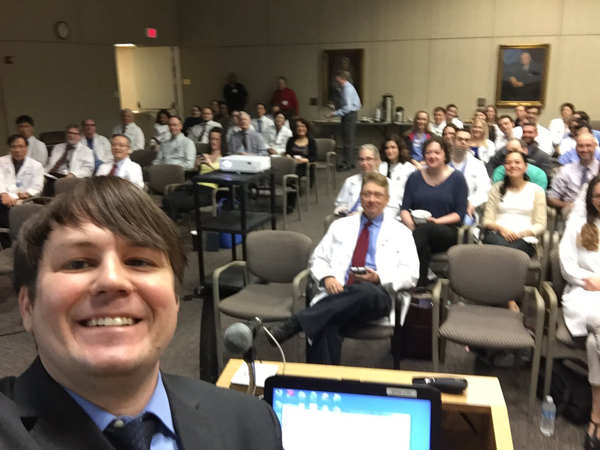 JMGardnerMD's tweet image. Selfie from podium at #GardnerRounds. 2 views: 1st by me, 2nd by @marenwhymd. #pathology #TweetCeption @Sara_Jiang