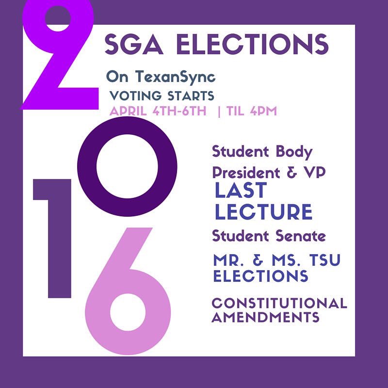 TarletonSGA's tweet photo. Tomorrow is the last day to vote. Don't forget to cast your vote! #SGASOS https://t.co/epT7vnBfPJ