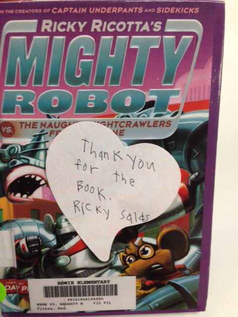 Borrowed a book from another school and this is how our thoughtful student returns the book! #HCISDReads #TravisILC
