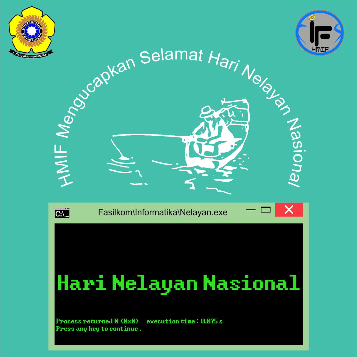 HMIFUnsri's tweet photo. HMIF Mengucapkan Selamat Hari Nelayan Nasional

~6 April 2016 https://t.co/vgpznFBFKZ