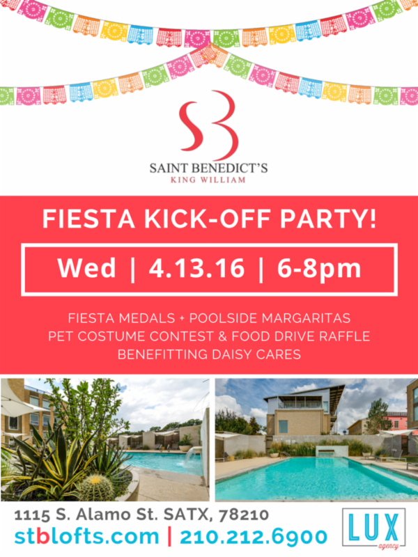 stblofts's tweet photo. Join us at #StBLofts April 13th for a @FiestaSA Kick-Off Party! https://t.co/FFI57tZtg6 https://t.co/9n36VJVxoI