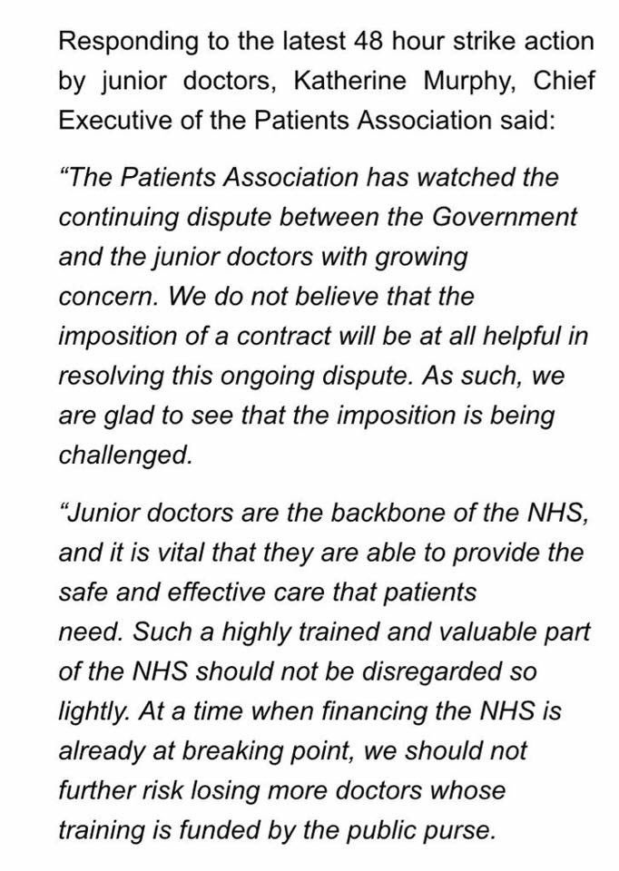 DavidGWrigley's tweet photo. Significant intervention by @PatientsAssoc in the #JuniorDoctorsStrike - only Tory elite support Cameron &amp; Hunt now https://t.co/1eHRWm5f4e