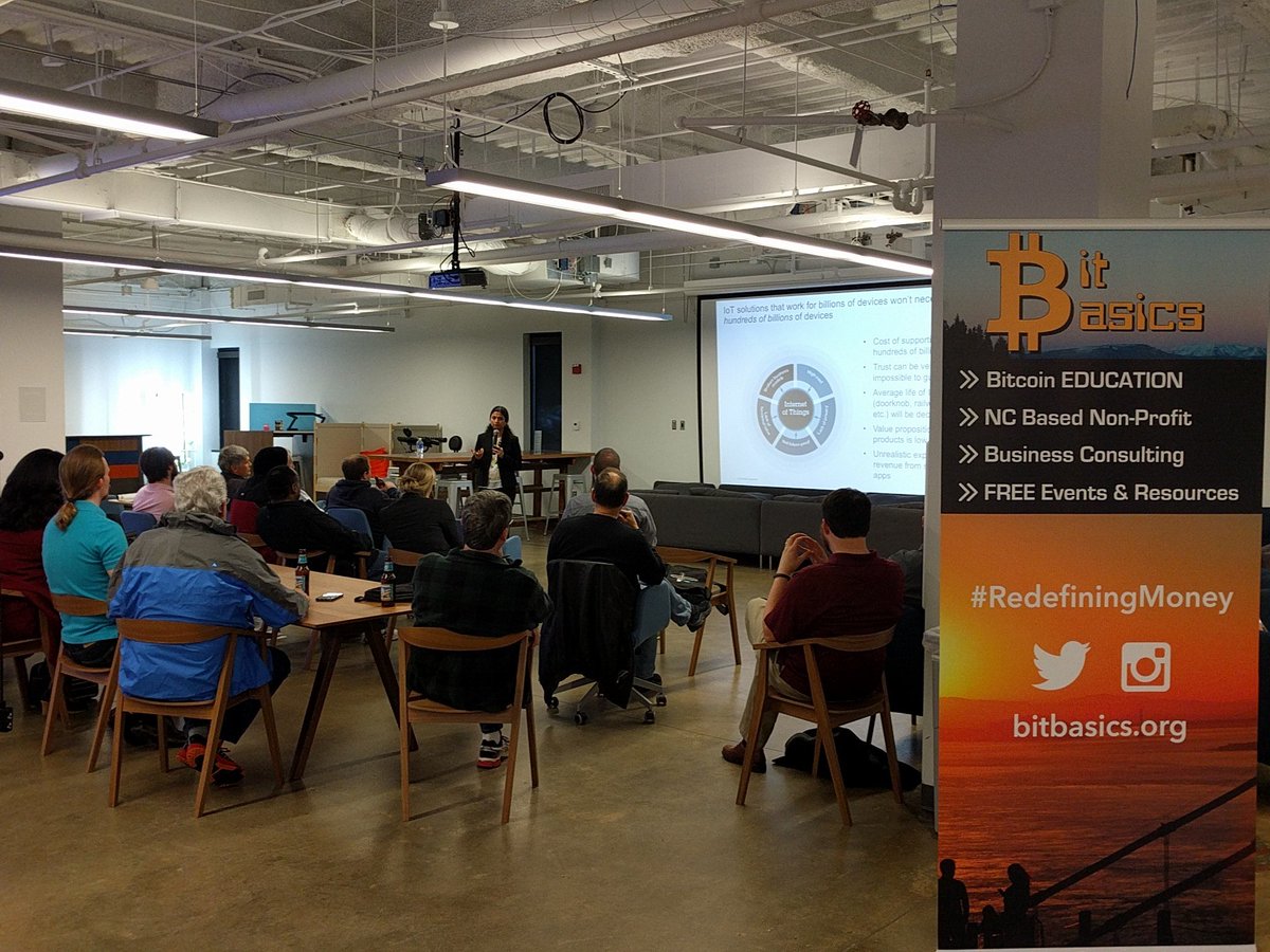 BitBasics's tweet photo. Big thanks to @IBM and @veenapureswaran for this month's #Bitcoin meetup talk at the @RTPFrontier #Device #Democracy https://t.co/kgCibxKNZR
