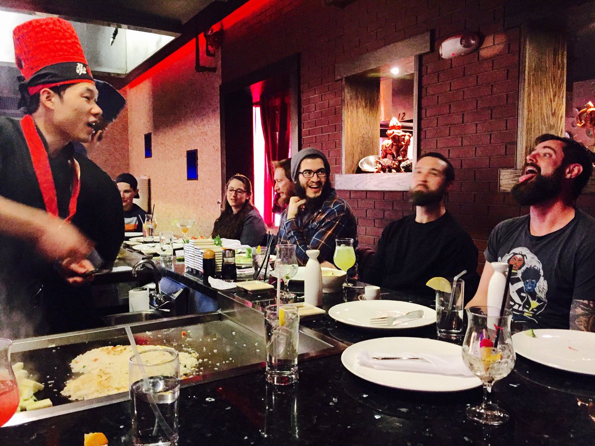 oomphinc's tweet photo. #TeamTuesday Think fast! Hibachi night. https://t.co/yZ2OdfCOKh