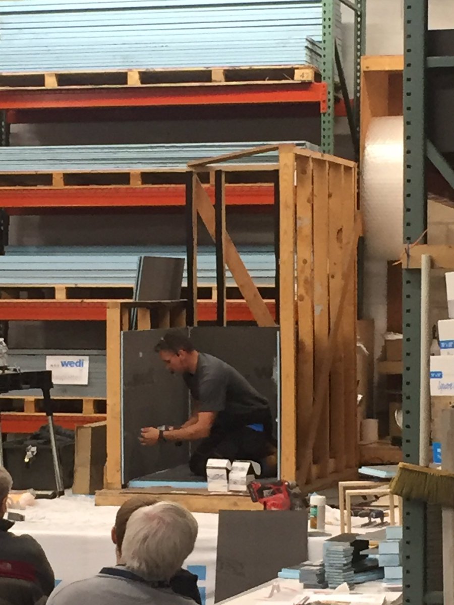 romatilecompany's tweet photo. The mock shower is coming together. Be sure to ask about Wedi next time you're in the store! #waterproof @wediUSA https://t.co/zbfhckcMAz