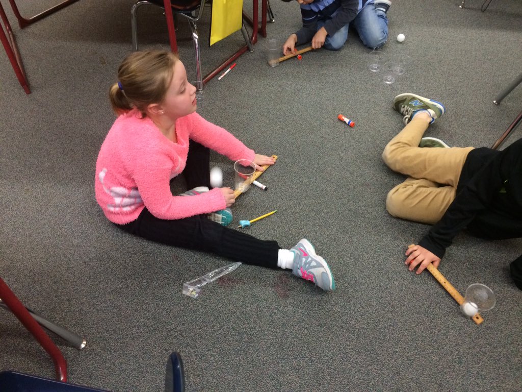 MrsMosgrober's tweet photo. Experimented with different fulcrum points to catapult a ball into a cup. #simplemachines #nesgrade2 https://t.co/xJg7C2gN1I