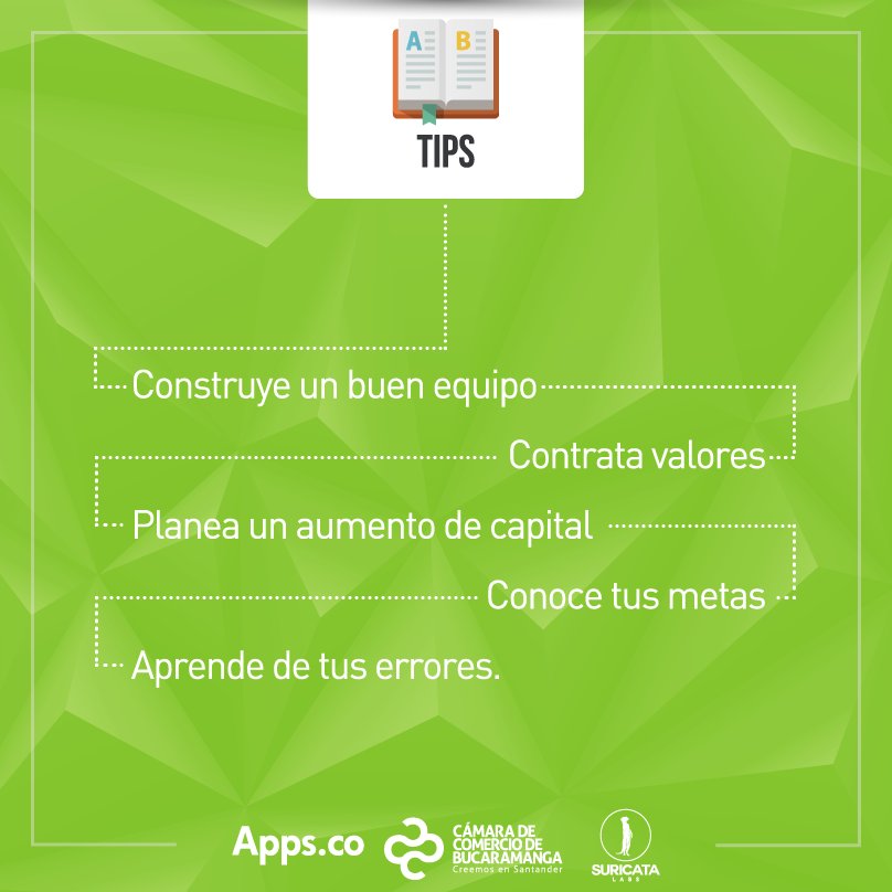 santanderinnova's tweet photo. Tips para #Emprendedores: construye un buen equipo, conoce tus metas y aprende de tus errores @AppsCo AppsCo MinTIC https://t.co/JAvpitaRe6