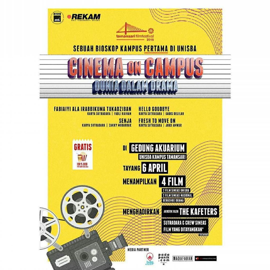 HARI INI!! Komunitas Rekam Unisba &amp; Kominfo BEM Unisba mempersembahkan Sebuah bioskop kampus pertama di Unisba, sal…