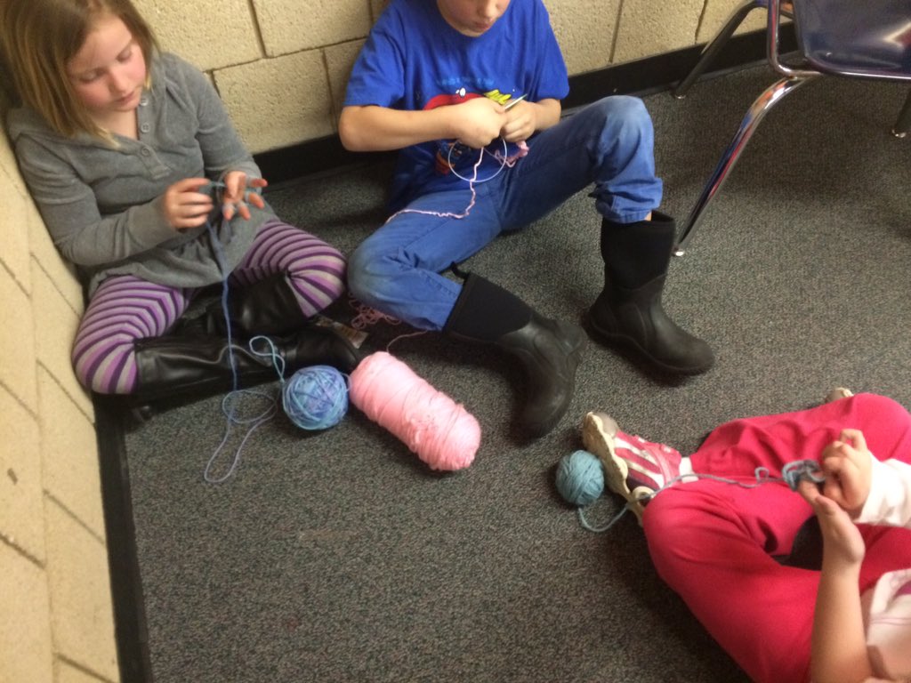 MrsMosgrober's tweet photo. Knitters gonna knit- at indoor recess! So many of our superstars are learning to create with their hands! #nesgrade2 https://t.co/J3gEMWmwax