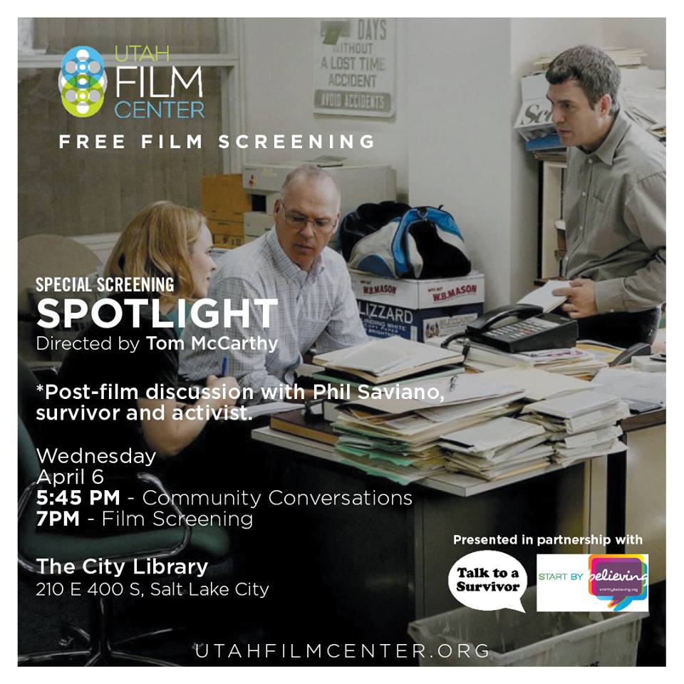simonefrancis's tweet photo. .@UtahFilmCenter to screen @SpotlightMovie to recognize Start By Believing Day: https://t.co/CG3Kjl1PWD https://t.co/tj5H1hVAqt
